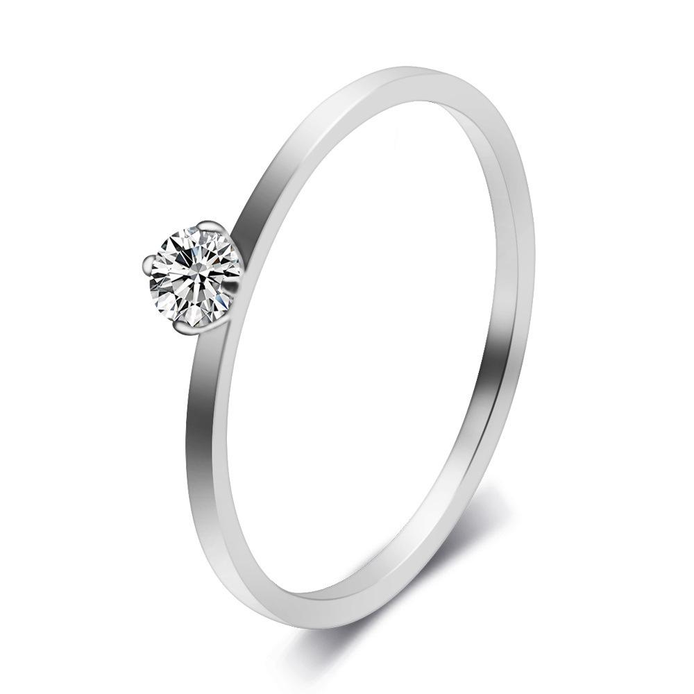 European-American Simple 1MM Stainless Steel Tri-Color Diamond Ring, Versatile Student Fashion Accessory