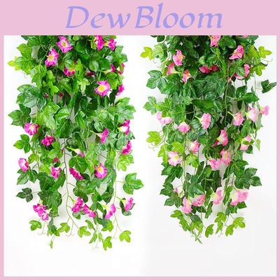 Lifelike Hanging Basket Artificial Flower Morning Glory Vine For Stunning Home Wall Decor