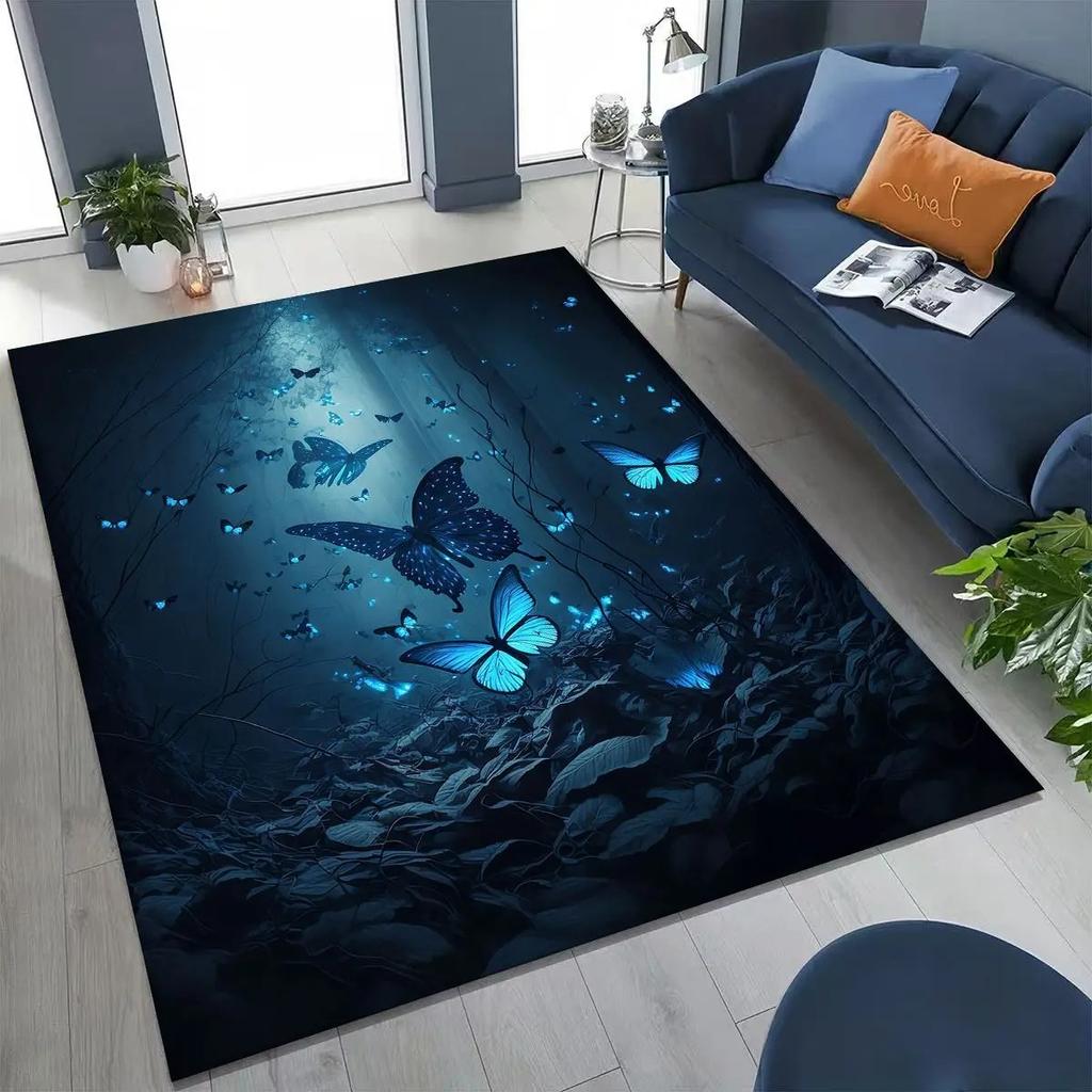Cartoon Rug for Bedroom Living Room Soft Carpet Dream Butterfly Flower Home Doormat Decor,Large Kids Play Non-slip Floor Mat