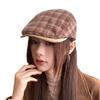 American retro plaid forward cap for women, autumn and winter, face-slimming duckbill cap, niche artistic versatile newsboy painter hat