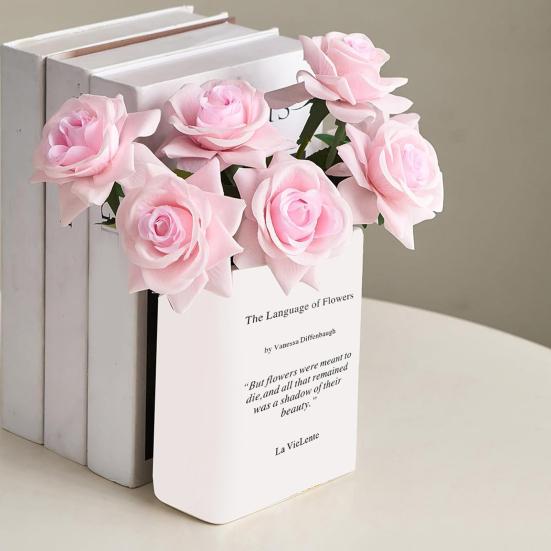 Book Vase The Language of Flowers Plants Vase Aesthetic Living Room Bedroom Home Office Decoration Book Lovers Gifts