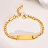 Free Engraving Custom Name ID Bracelet, Stainless Steel Charm Cuban Link Chain Bracelet For Gilrs Boys