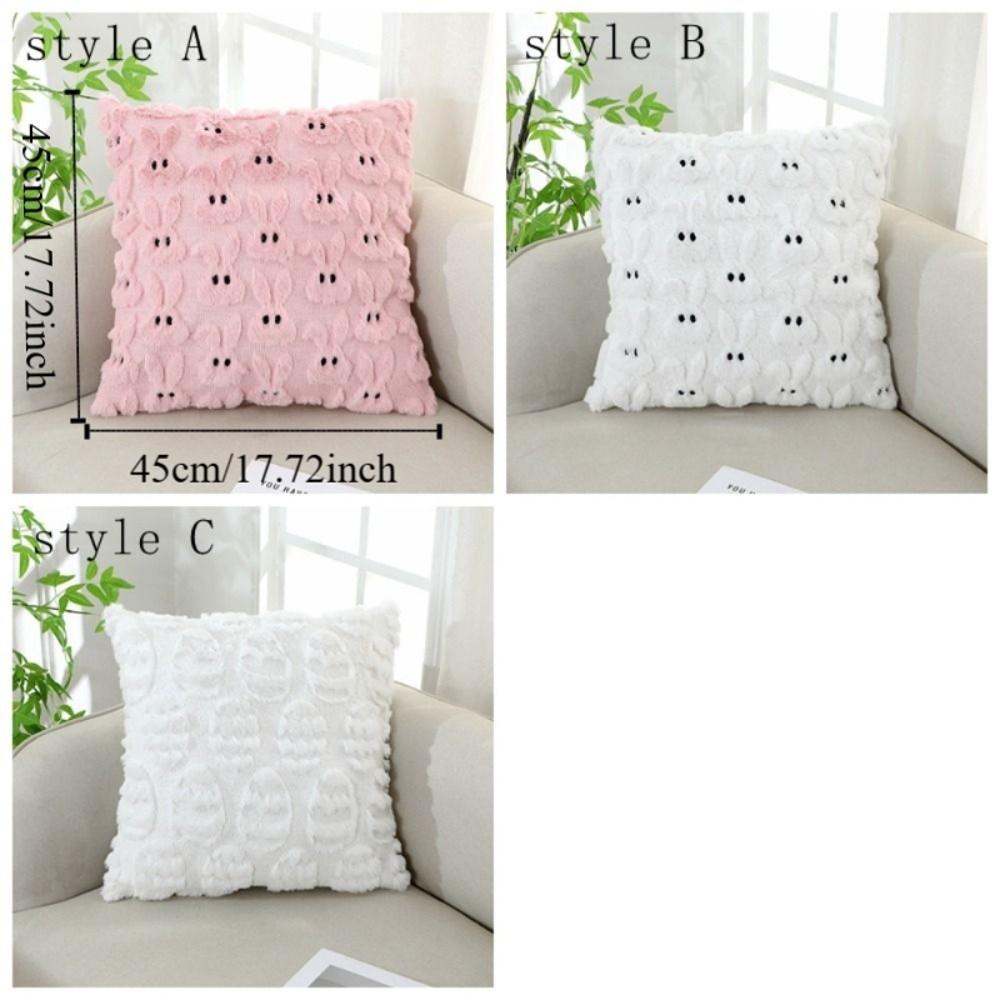 Cartoon Easter Bunny Pillowcase Wear-resistant Rabbit Pattern Sofa Pillowcase Soft Comfortable Plush Cushion Cover