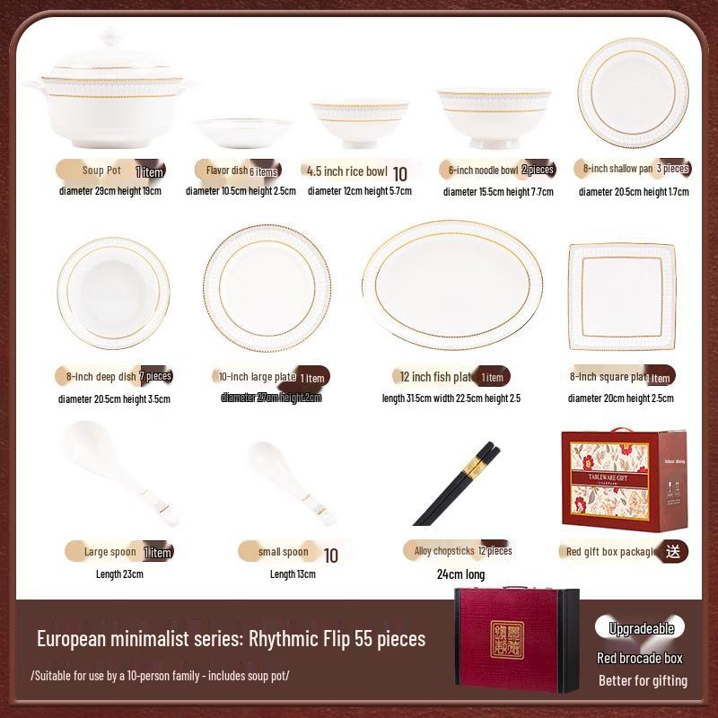 Zestaw ceramicznej zastawy stołowej Mode Lanka Rhapsody ze złotym rantem