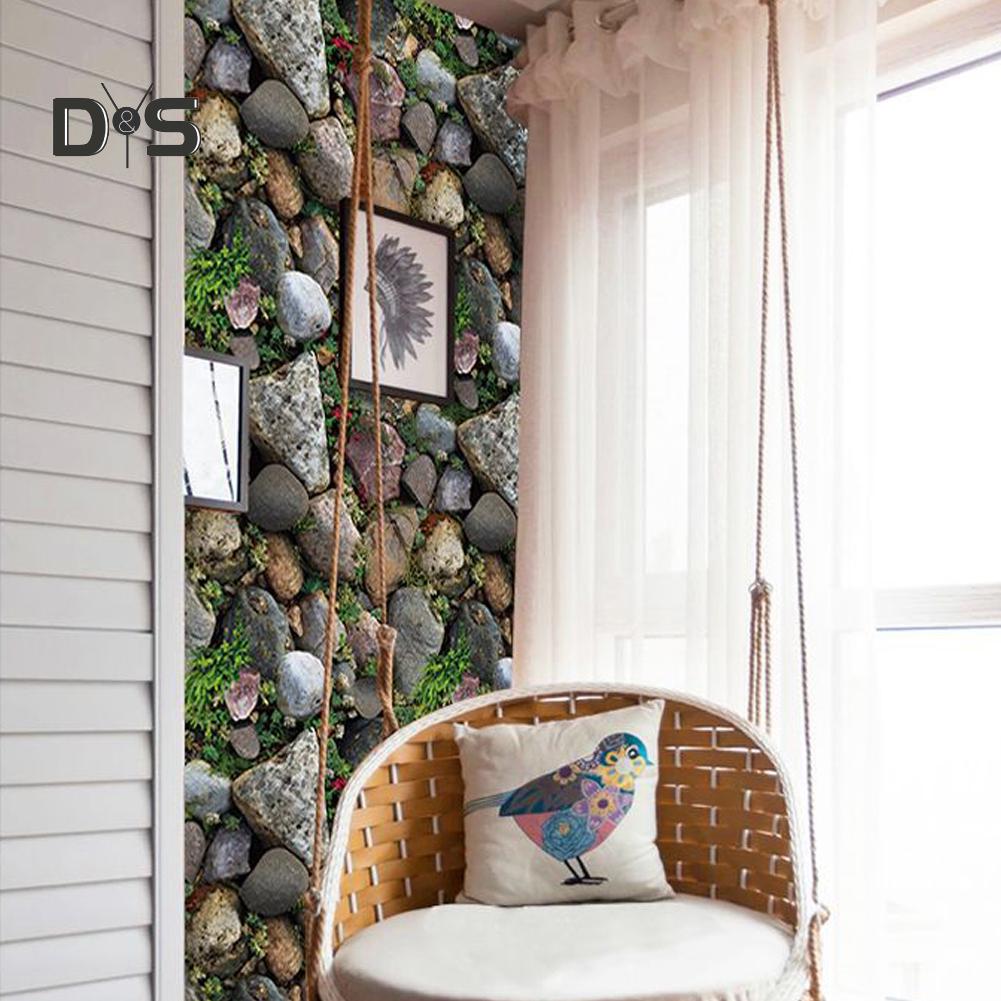 Stone Rock Grass Wallpaper TV Background Decal Living Room Cafe Decor Sticker