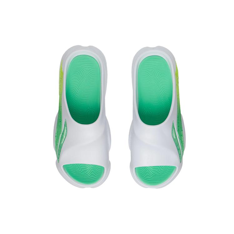 Li Ning Speed 8 Quiet Slip Resistant Abrasion Resistant Slide Slippers Men's White Green ABTS009-14