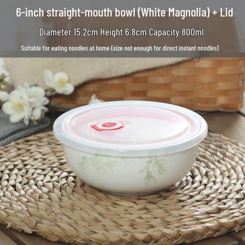 7-Inch Japanese Bone China Ramen Bowl with Lid