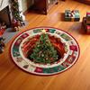 Cozy Christmas Room Decor 3D Illusion Rug, Round Xmas Tree Area 24" 47" Modern Rug Santa Claus Snowman Floor Mat for Living Bedroom Holiday