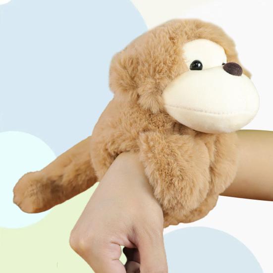 Niedliche Tier-Plüschpuppe mit Klatschkreis, Cartoon-Panda, Affe, Hund, Dinosaurier, Fuchs, Plüschtiere, Slap-Armband-Serie, Plüschtier, weiches Stofftier