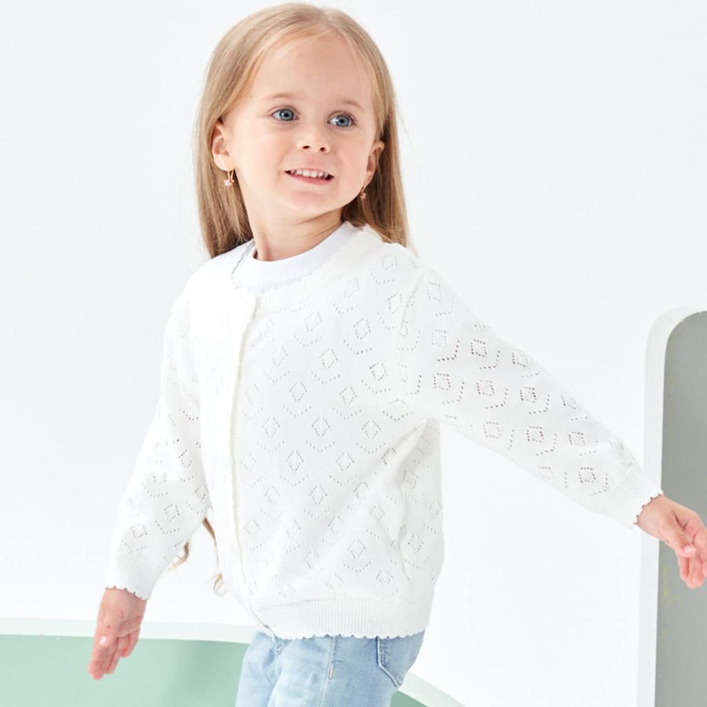 Famuka Baby Long Solid Open Loose Perfect for Baby Shower Sun Cold and Air Conditioning Protection Sizes Cardigan, Girls' Bolero, Sleeve, Cotton,