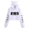 New Yoroshin, Cat Ears Sexy Exposed Navel Loose Hooded Sweater