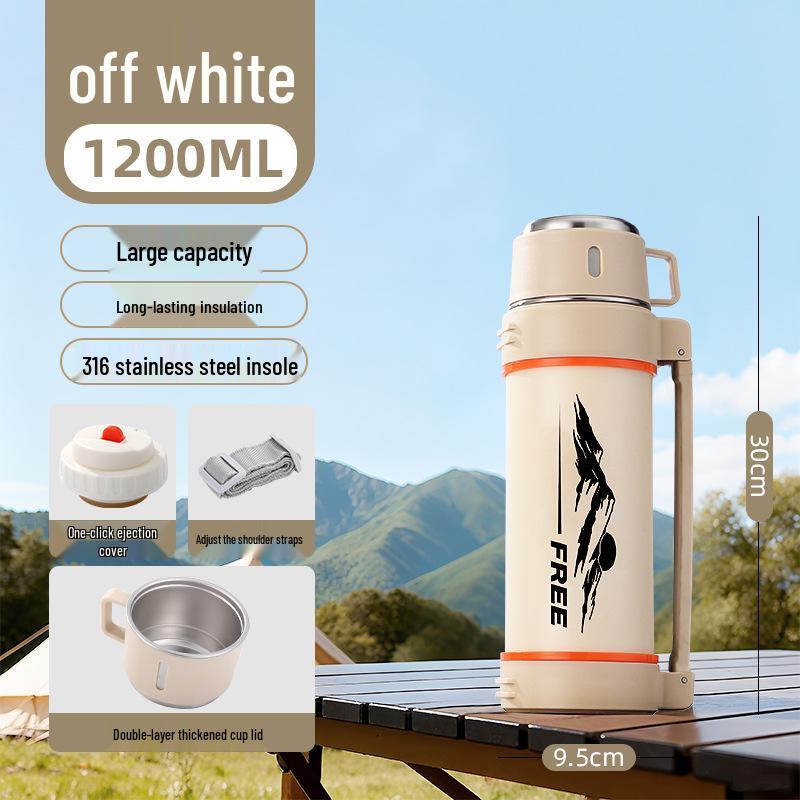 Large Capacity 316 Stainless Steel Insulated Thermos Flask with Portable Design for Outdoor and Travel Use