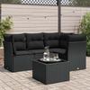 Vidaxl 5-Cz. Garden Lounge Set, Cushions, Black PE Rattan
