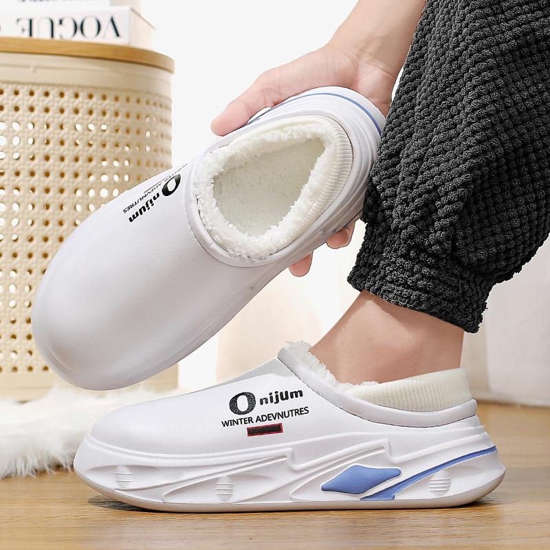 Winter Men's Warm Slippers Cotton Slippers Wrap Heels Outdoor Indoor Warm Shoes Men Home Bedroom Plush Warm Slippers 38-45