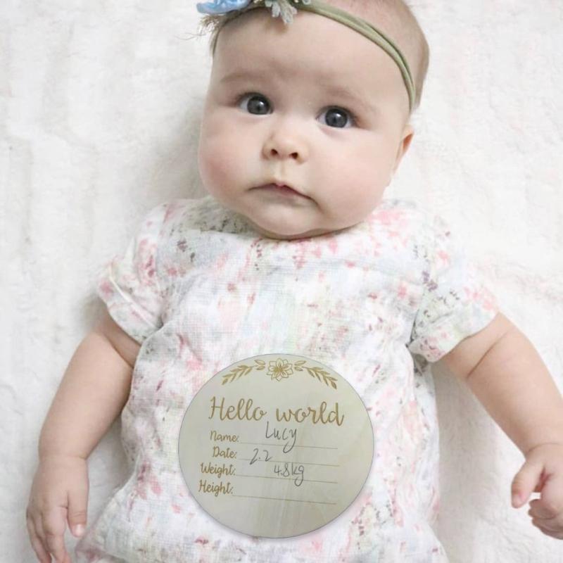 Baby Meilstenskort Tryckt Meilstenscirkel Skiva Månadstecken Kort Trä Månadskort Baby Födelseannonskort