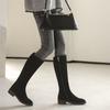 Soft leather boots but knee boots spring autumn and winter fashion thick heel boots riding boots medium heel high knight boots