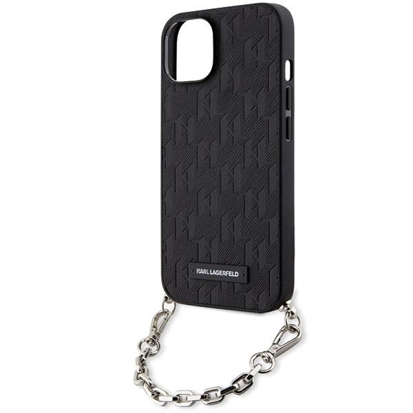 Karl Lagerfeld KLHCP14SSACKLHPK iPhone 14 / 15 / 13 6.1" Black/black Hardcase Saffiano Monogram Chain