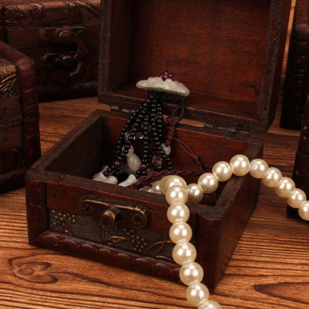 Cutie de depozitare retro din lemn, cutie maro cu comori, cutie mini vintage la modă, cadou