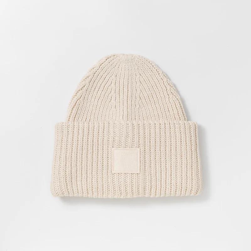 Couple Winter High Quality Thick Wool Smiling Face Knitted Hat For Men And Women Couples Winter Warm Knitted Hat Curled Edge Hat