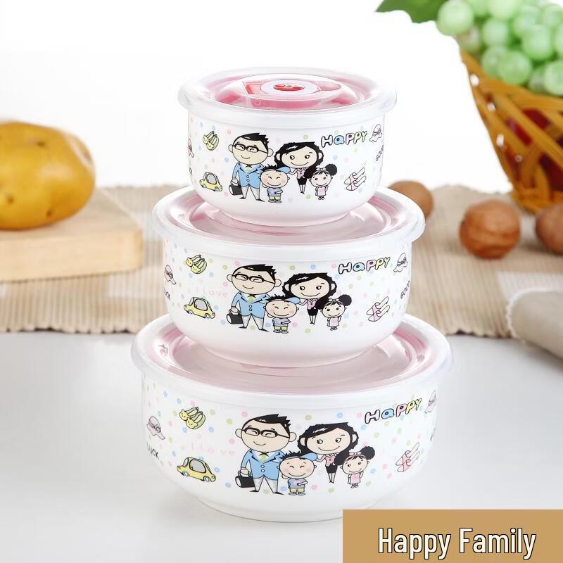 ZISIZ Ceramic Microwaveable Food Storage Bowl 3-Piece Set