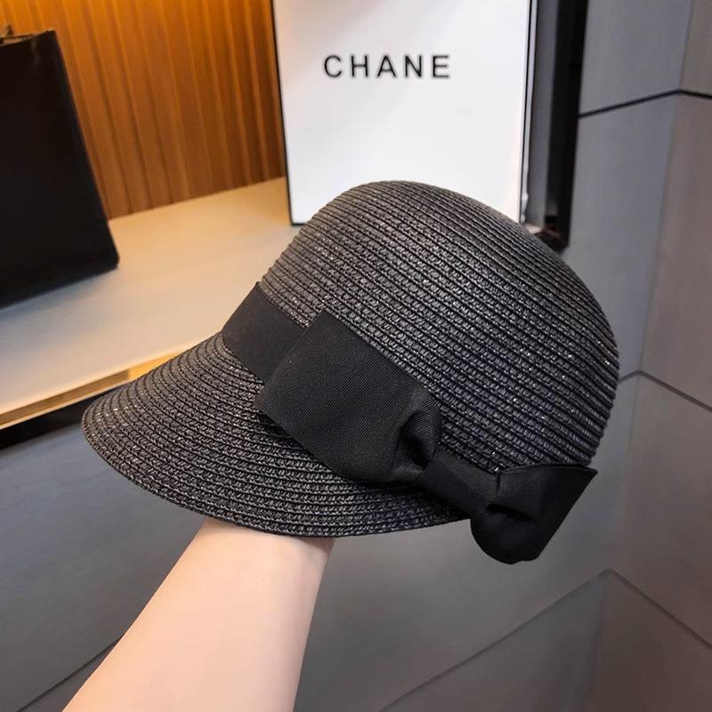Hat Sun Hat Women's Sun Protection Summer Straw Woven Breathable Fashion Bow Equestrian Hat Seaside Vacation Style Cap