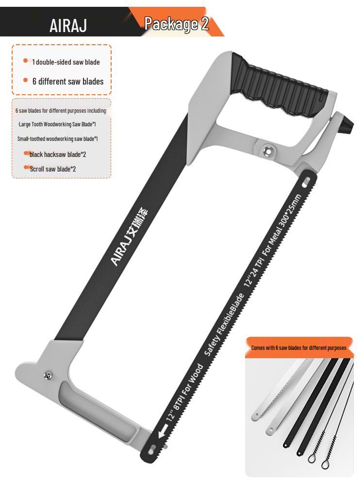 Compact Household Handheld Hacksaw with Iron Blade and Frame