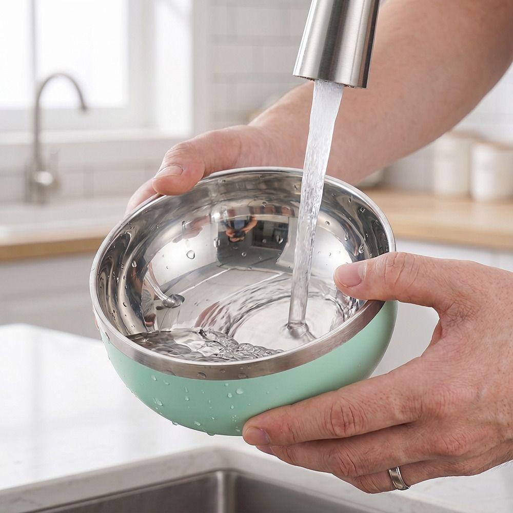 Multi-color Fruit Salad Bowl Round Bowl Food Container Stainless Steel Bowl  Kitchen Tableware