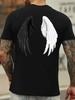 New Hot Selling Unisexs Loose Comfortable Breathable Round Neck Tshirt With Angel Wing Print Pattern