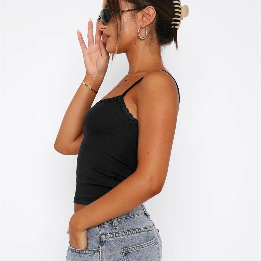 Women Summer Slim Versatile Camisole Vest Suspenders U-Neck Inside Bottoming Shirt Short Inner Tank Top Solid Color