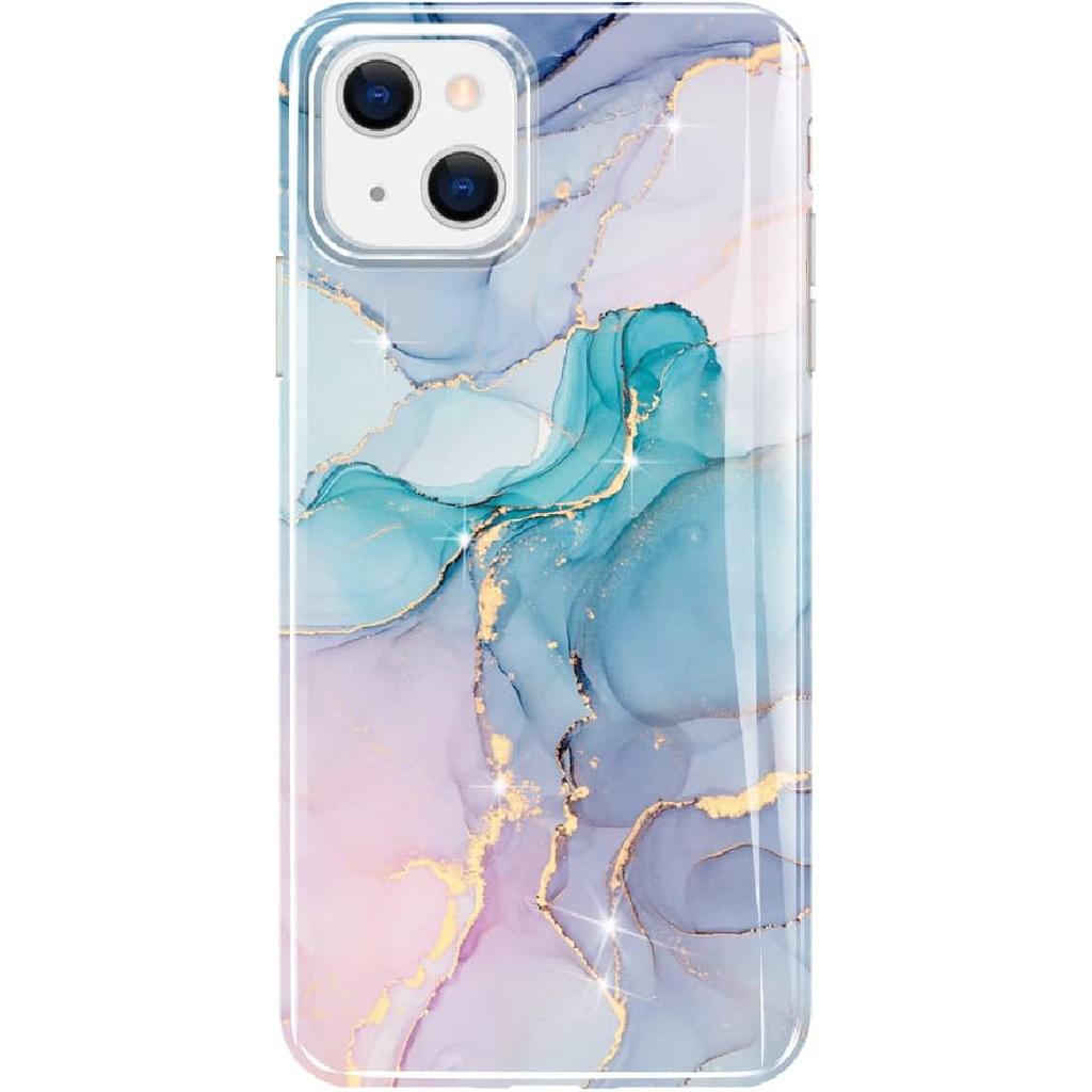 luolnh Compatible with iPhone 13 Case Marble Design Shockproof Slim Soft Silicone Bumper Cover Phone Case for iPhone 13 6.1 Inch(Abstract Purple