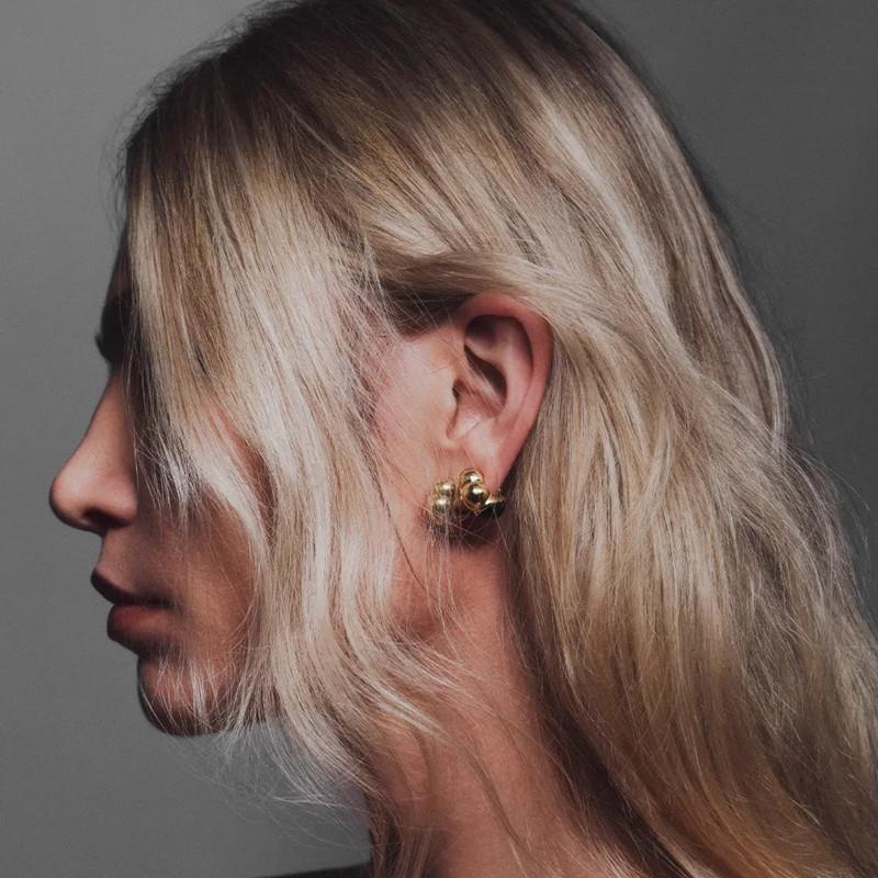 Niche Design Copper Plated 18K Real Gold Inlaid Ruby Earrings S925 Silver Needle Stud Earrings Temperament Earrings