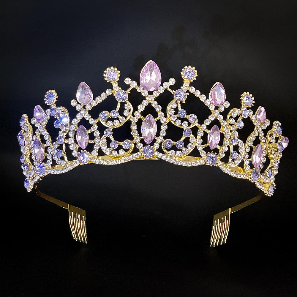 Baroque Crystal Rhinestone Tiara Crown Adjustable Bridal Comb Headpiece for Weddings Prom Queens Photo Shoots Gift-Ready Zircon