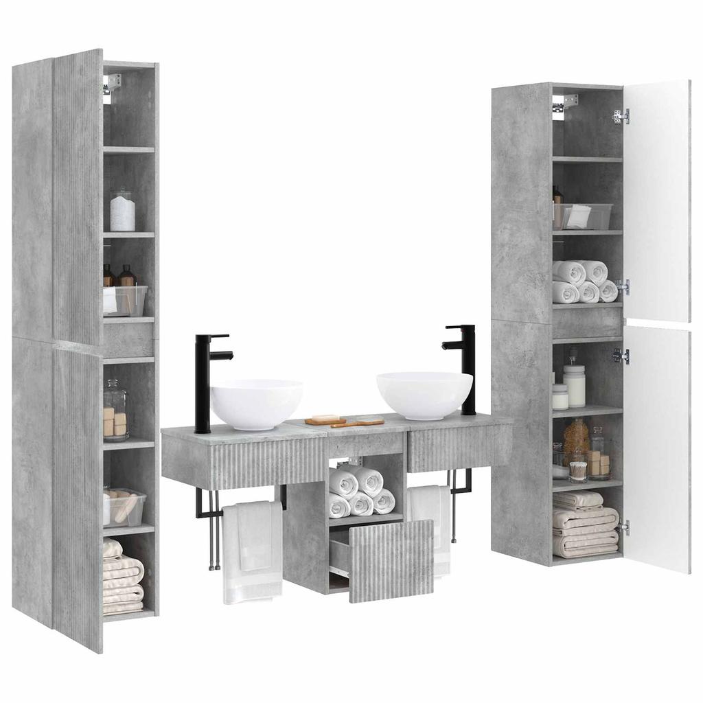 Bathroom Furniture Set 5 pcs Concrete Grey 33 x 34.5 x 160 cm