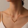 Luxury Zircon Pendant Necklace Women Fashion Stainless Steel Gold Color Clavicle Chain Fashion Minimalist Jewley Gift