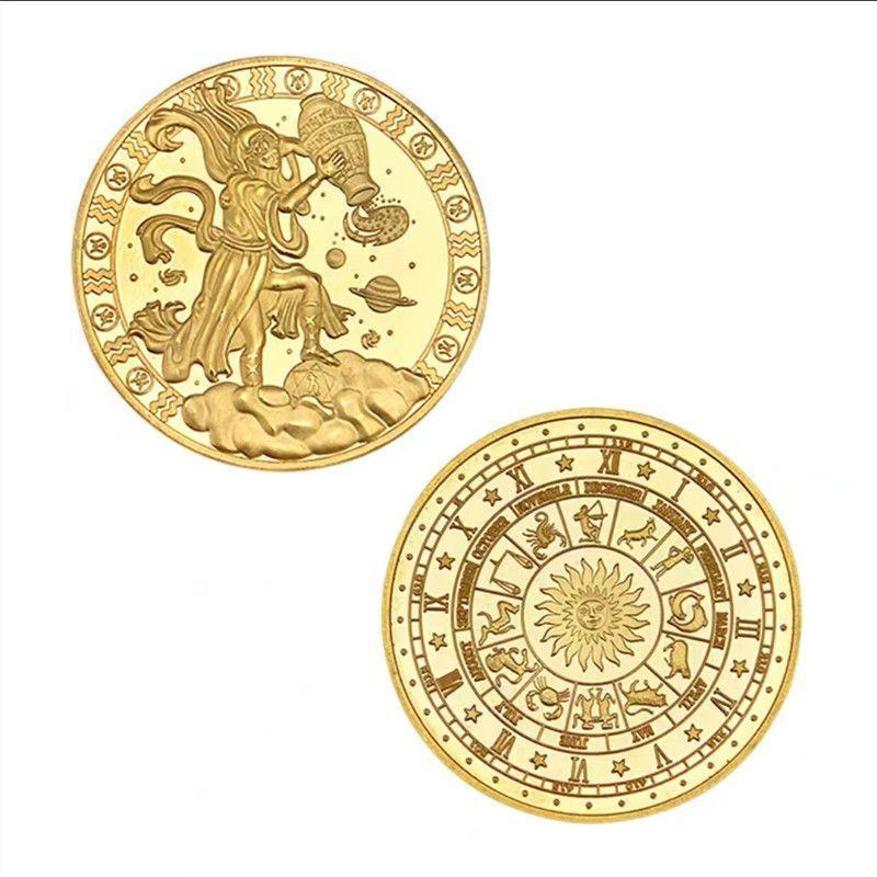 Set of 12 Zodiac Coins, Zodiac Commemorative Coins, Leo Sun God Lucky Coins, Birthday Gifts