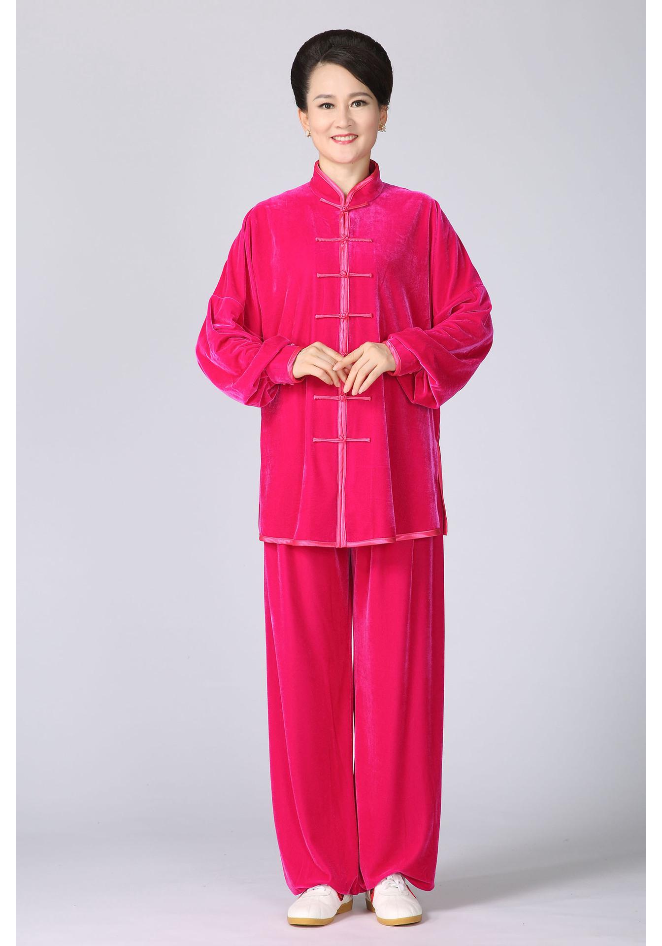 

Unisex Double-Layer Gold Velvet Tai Chi Uniform - Solid Color Kung Fu Practice Wear XXL