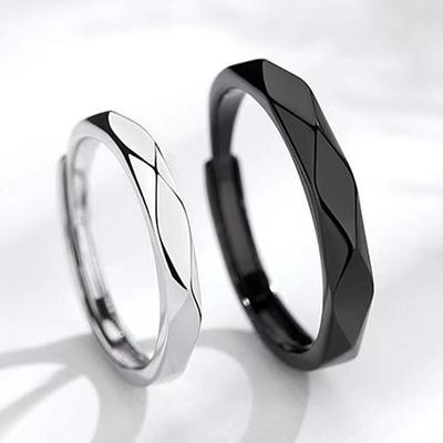 1Pair  Simple Geometric Couple Ring Rhombus Wedding Ring Couple Engagement Jewelry Party Gift