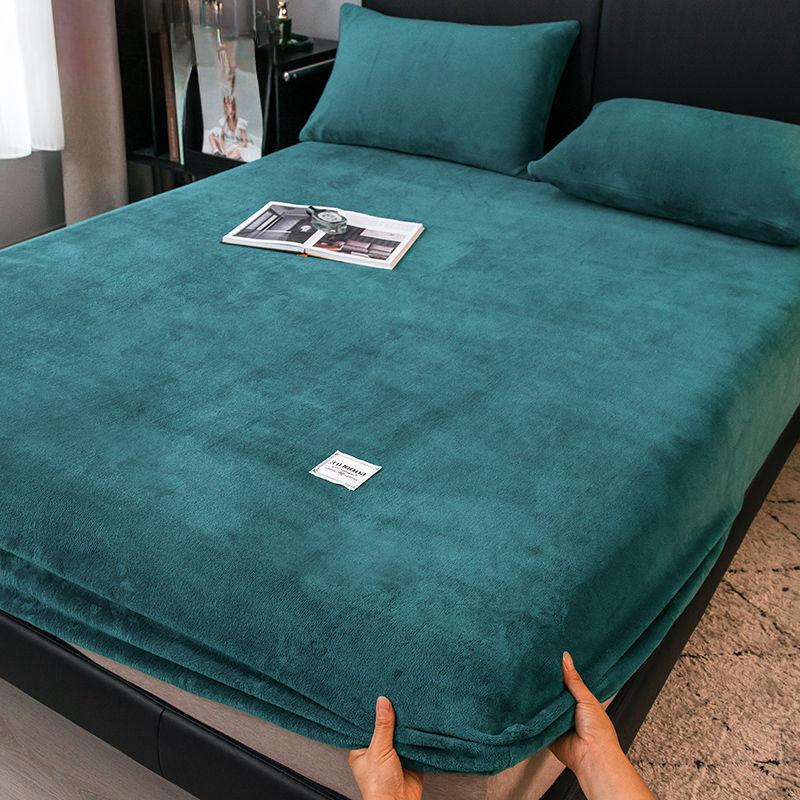 2026 Hot Plush Warm Fitted Sheet Bedspread Flannel Thicken Bed Mattress Cover Bed Protector Sheets No Pillowcase