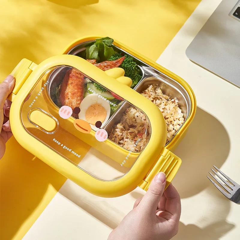 1000ML Stainless Steel Insulated Lunch Box for Kids Aldult Cute Bento Box Compartment BPA Free Food Container Outing Tableware