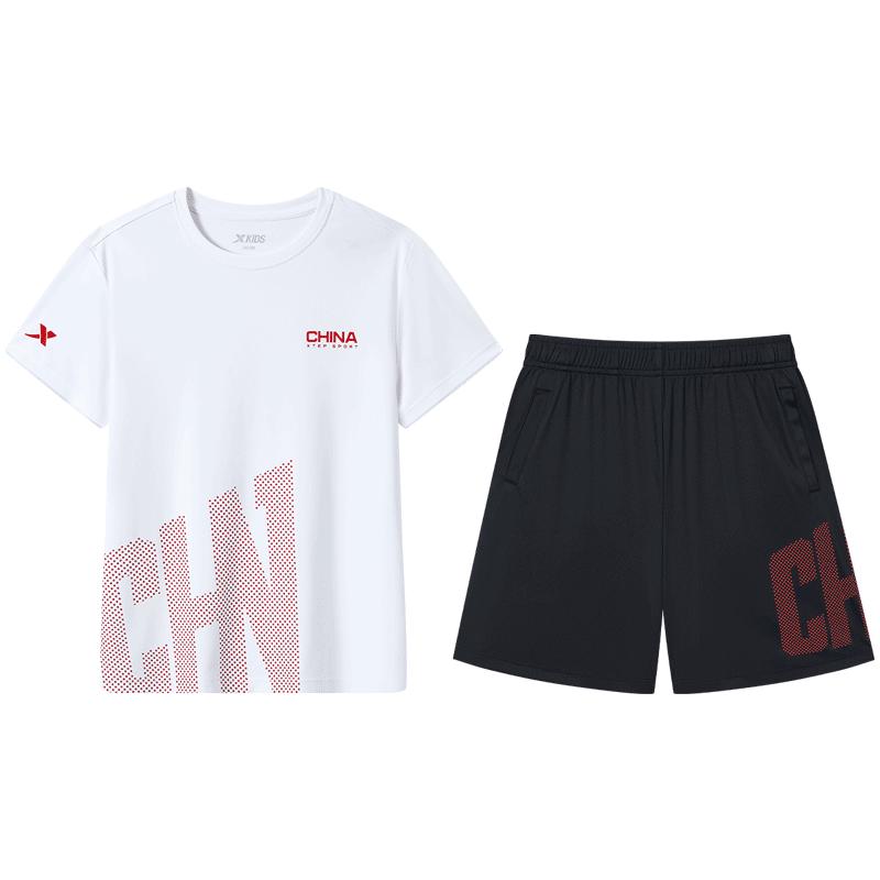 

XTEP Kids Chinese Style Print Quick-Dry Summer Two-Piece Set 170