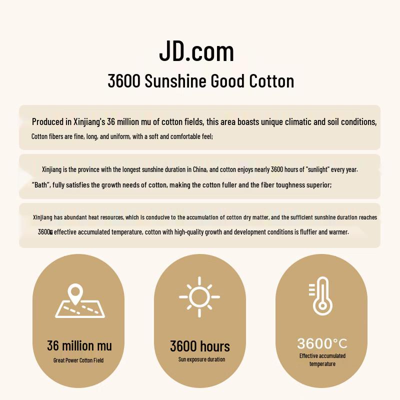 JD Collection 100% Pure Xinjiang Cotton Winter Quilt