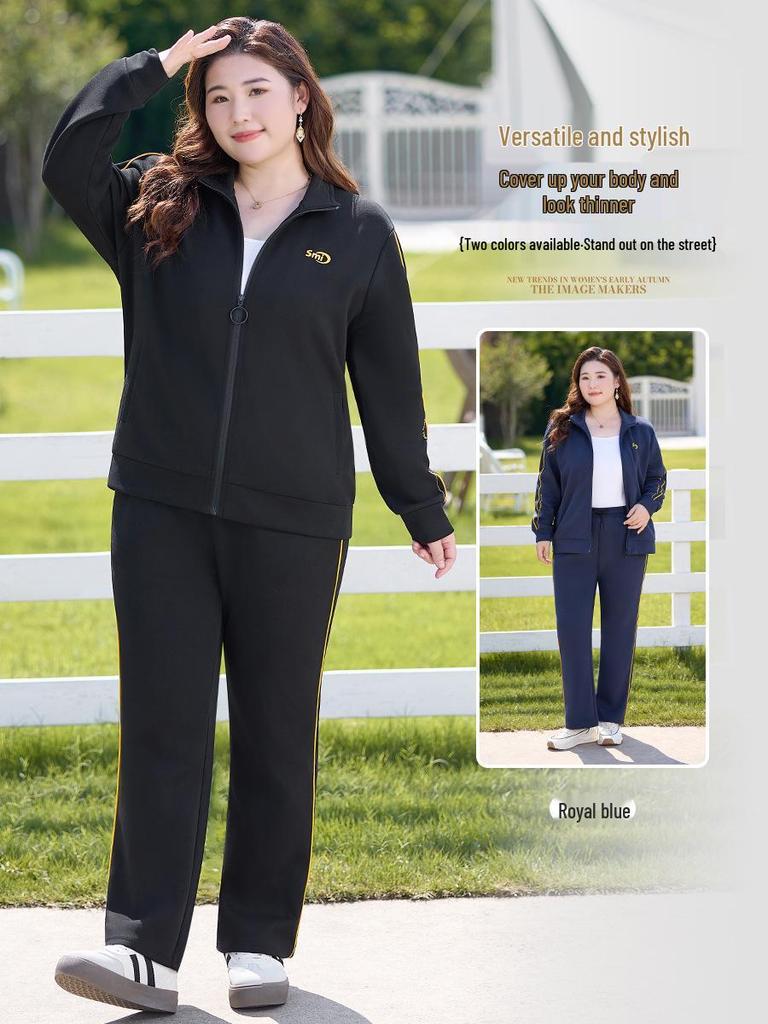 Middle-aged Women's Plus Size Casual Autumn Sportswear Set - 2025 New Two-Piece Sweatshirt Outfit