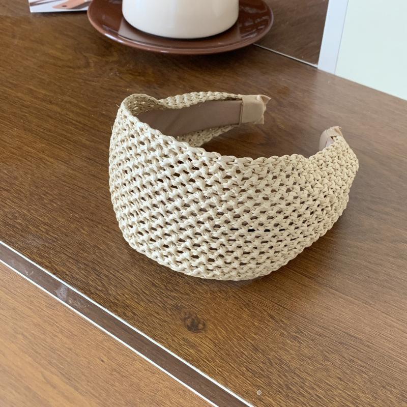 Beach Straw Weaving Cross Knotted Headband Women's Handmade Weaving Hair Band Bohemian Wide-brimmed Hair Hoop Hair Accessories