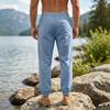 Men's Casual Striped Linen Pants Loose Fit Straight Leg Long Trousers Sporty American Style Men's Wear Breathable Casual Sports Trousers