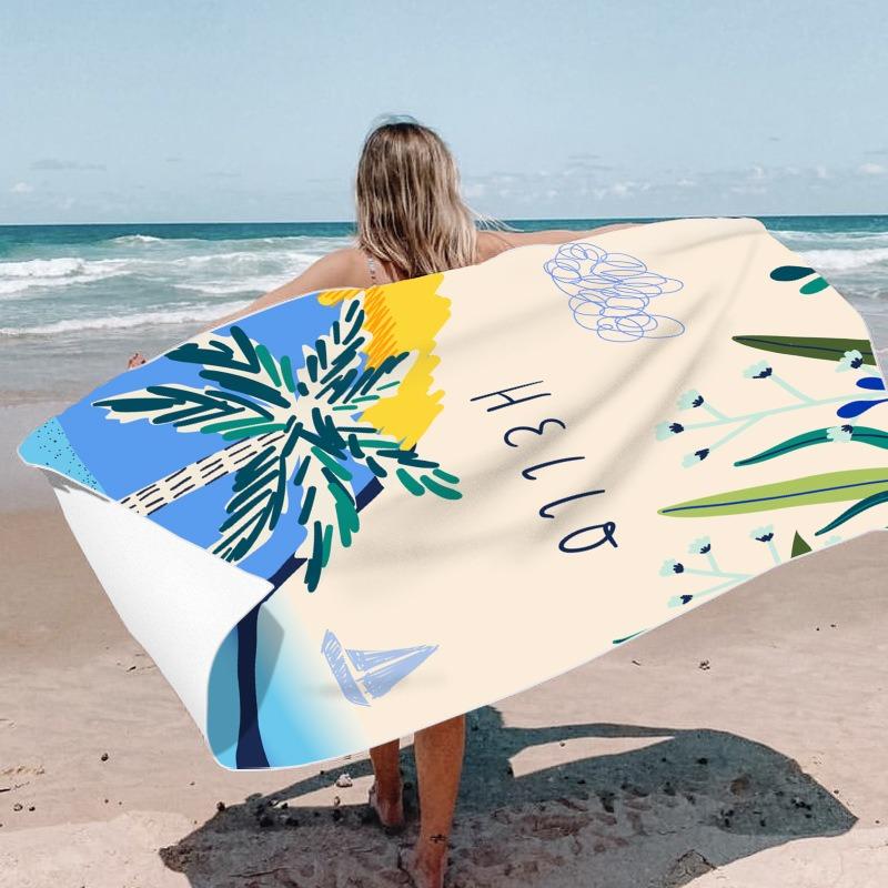 Colorful Ethnic Print Beach Towel Oversized Polyester Travel Bath Towel Quick Dry Outdoor Camping Surf Swim Pool Summer Blanket