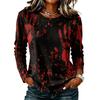 Women's Casual Long Sleeve Halloween Print Top, Round Neck Blouse for Fall Daily Wear