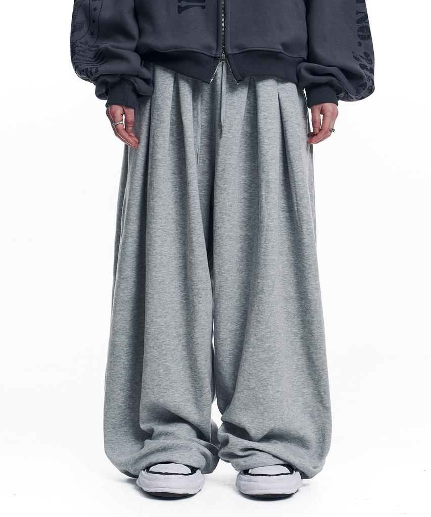 EASY NO EASY Super Mega Balloon Double-Pleat Sweatpants - Gray