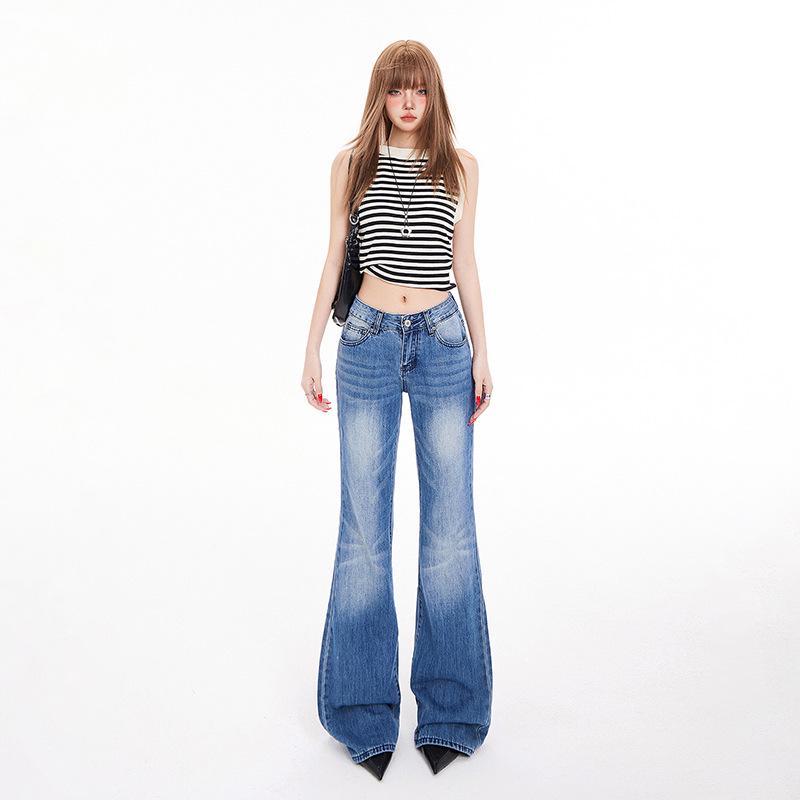 American Spicy Girl Low-Waist Micro-Flare Women's Jeans - 2025 Spring/Autumn Collection, Loose-Slim Fit