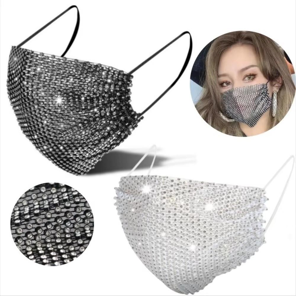 Sexy Face Covering Sparkling Rhinestone Nightclub Music Festival Party Costume Face Mask Women
