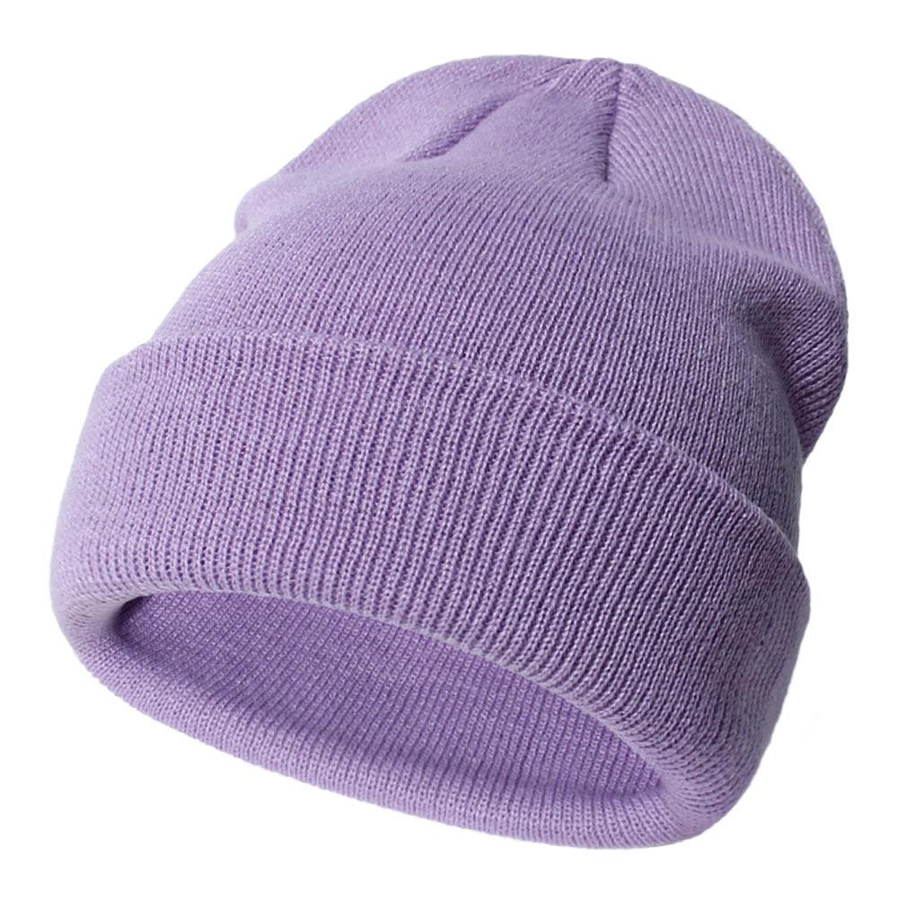 

2-6 Years Baby Beanies Solid Color Children Ski Hats Casual Warm Knit Cap for Boys Girls фиолетовый